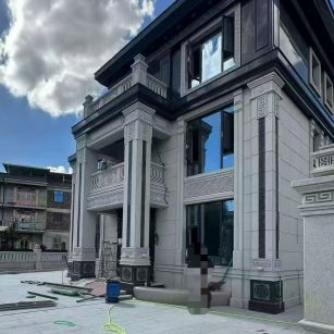 乌兰察布 别墅干挂，芝麻白与芝麻黑完美配合