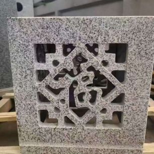 乌兰察布 芝麻白花岗岩镂空雕花灯笼