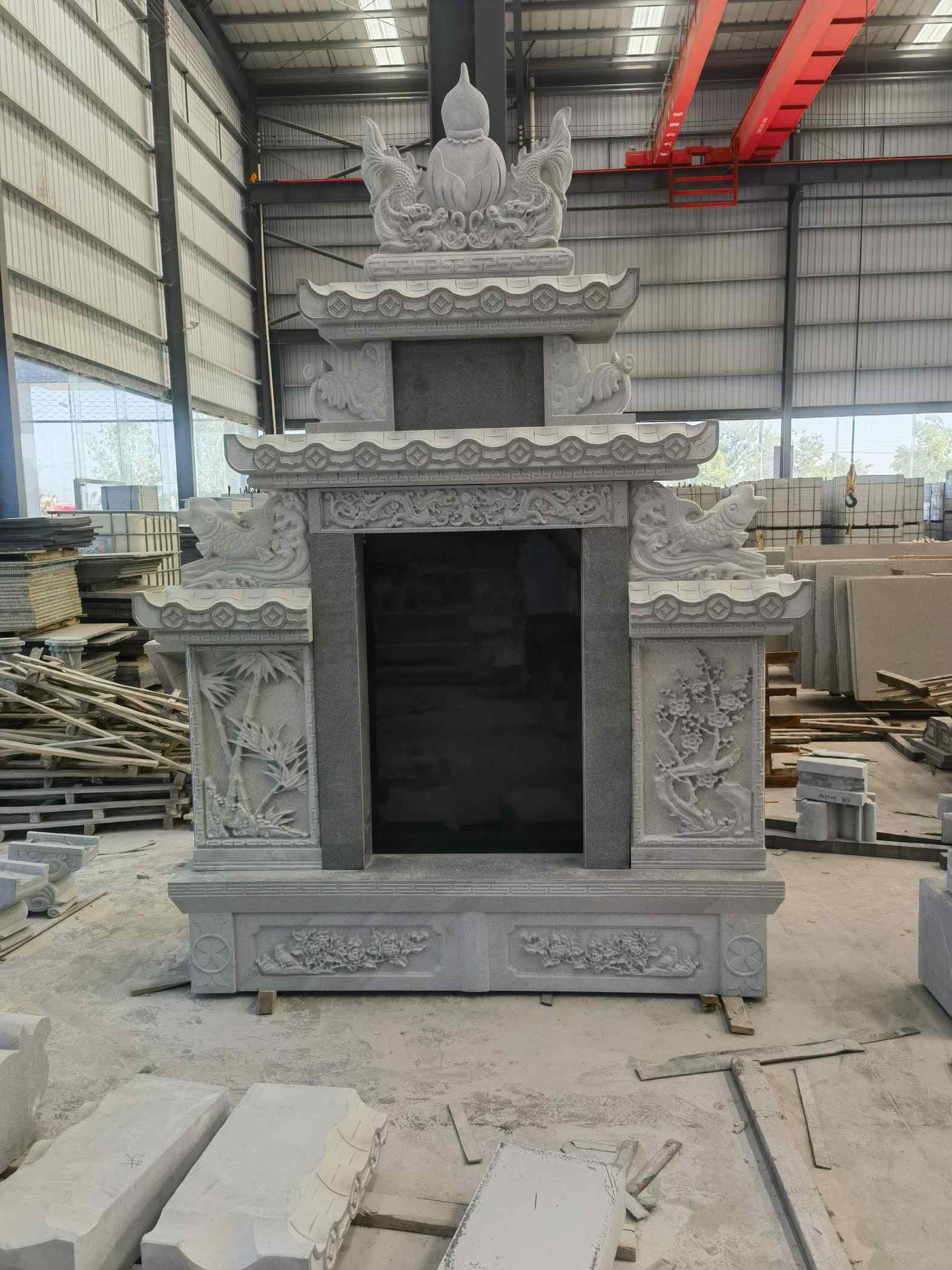 乌兰察布 芝麻灰高档墓碑、土墓，一套也支持定做