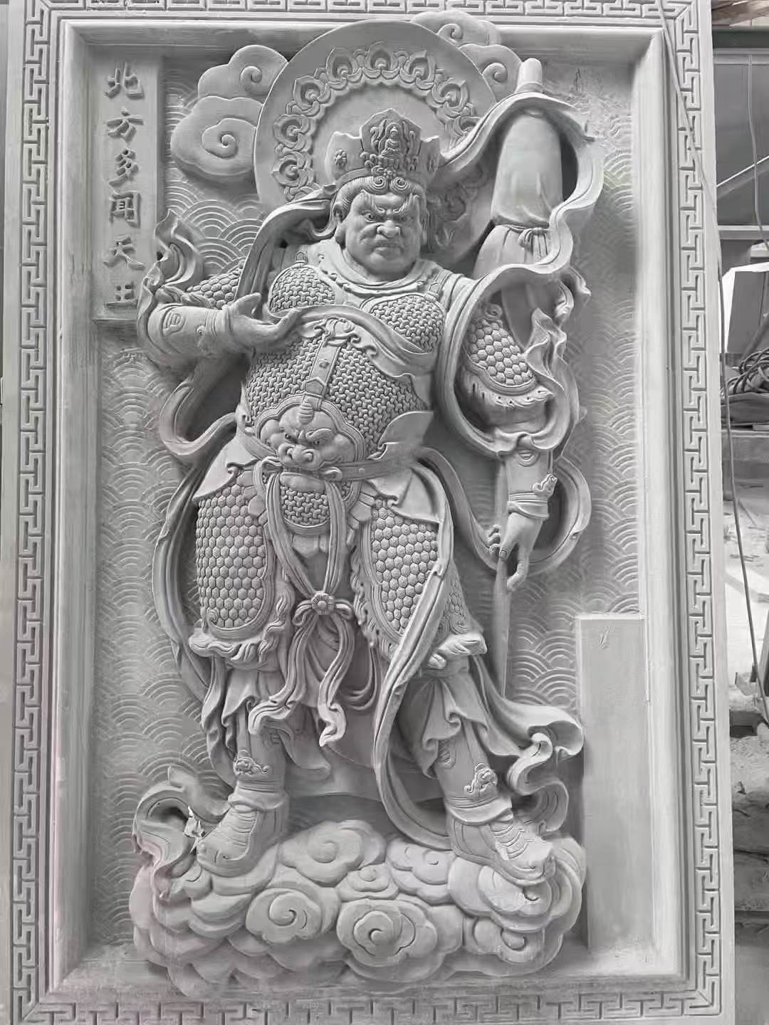 乌兰察布 芝麻灰花岗岩人物雕刻——多闻天王