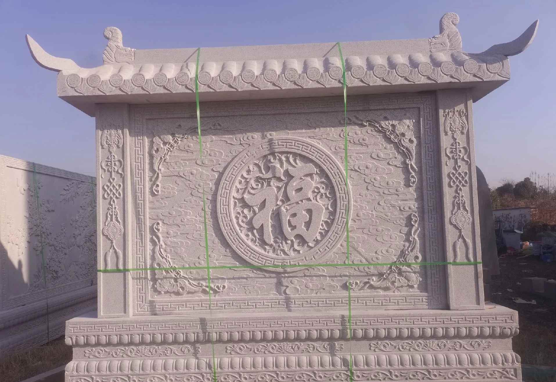 乌兰察布 芝麻白花岗岩屏风，照壁，影壁